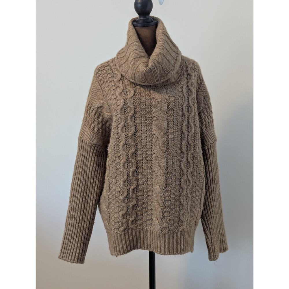 Silvia Novelli made in Italy Alpaca Wool Blend Cable Knit Turtleneck Sweater